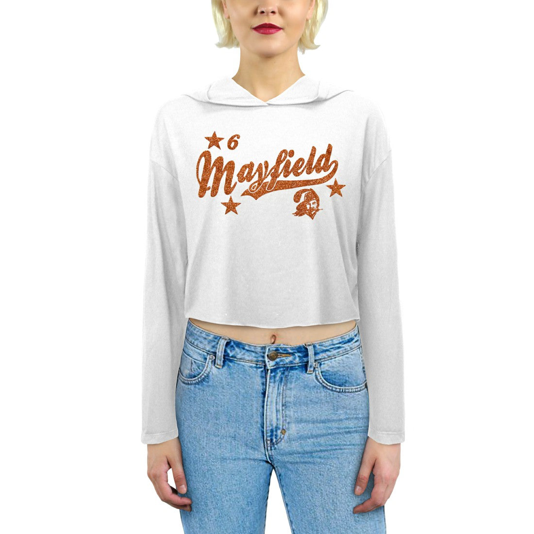 Baker Mayfield  Majestic Threads Women's Glitter Wordmark Hoodie - Tampa Bay Buccaneers Hoodies