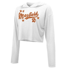 Baker Mayfield  Majestic Threads Women's Glitter Wordmark Hoodie - Tampa Bay Buccaneers Hoodies