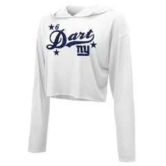 Jaxson Dart  Majestic Threads Women's Glitter Wordmark Hoodie - New York Giants Hoodies
