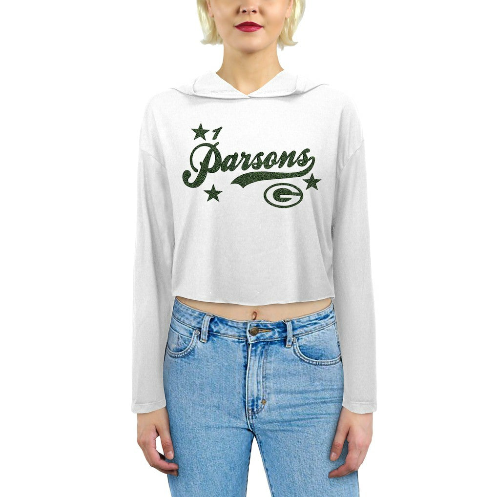 Micah Parsons  Majestic Threads Women's Glitter Wordmark Hoodie - Green Bay Packers Hoodies