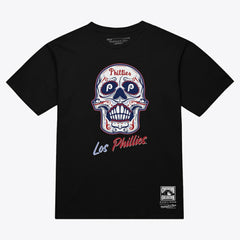 Black Philadelphia Phillies Mitchell & Ness Women's Sugar Skull Boxy T-Shirt