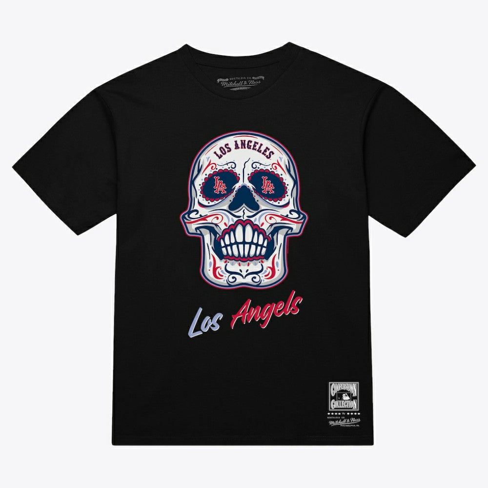 Black Los Angeles Angels Mitchell & Ness Women's Sugar Skull Boxy T-Shirt