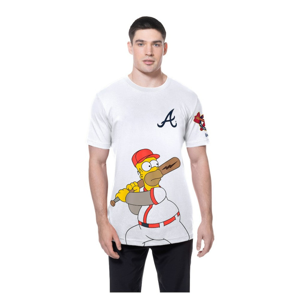 White Atlanta Braves New Era MLB x Simpsons Homer Wonderbat T-Shirt