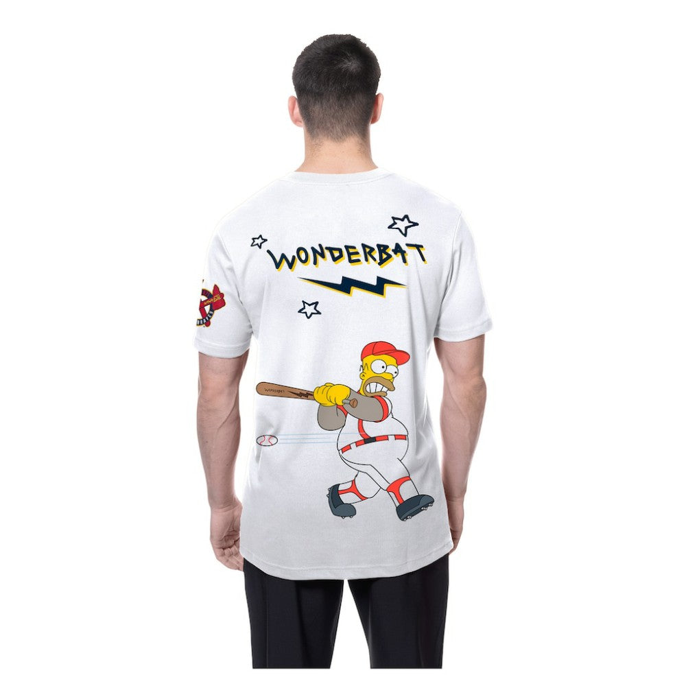 White Atlanta Braves New Era MLB x Simpsons Homer Wonderbat T-Shirt