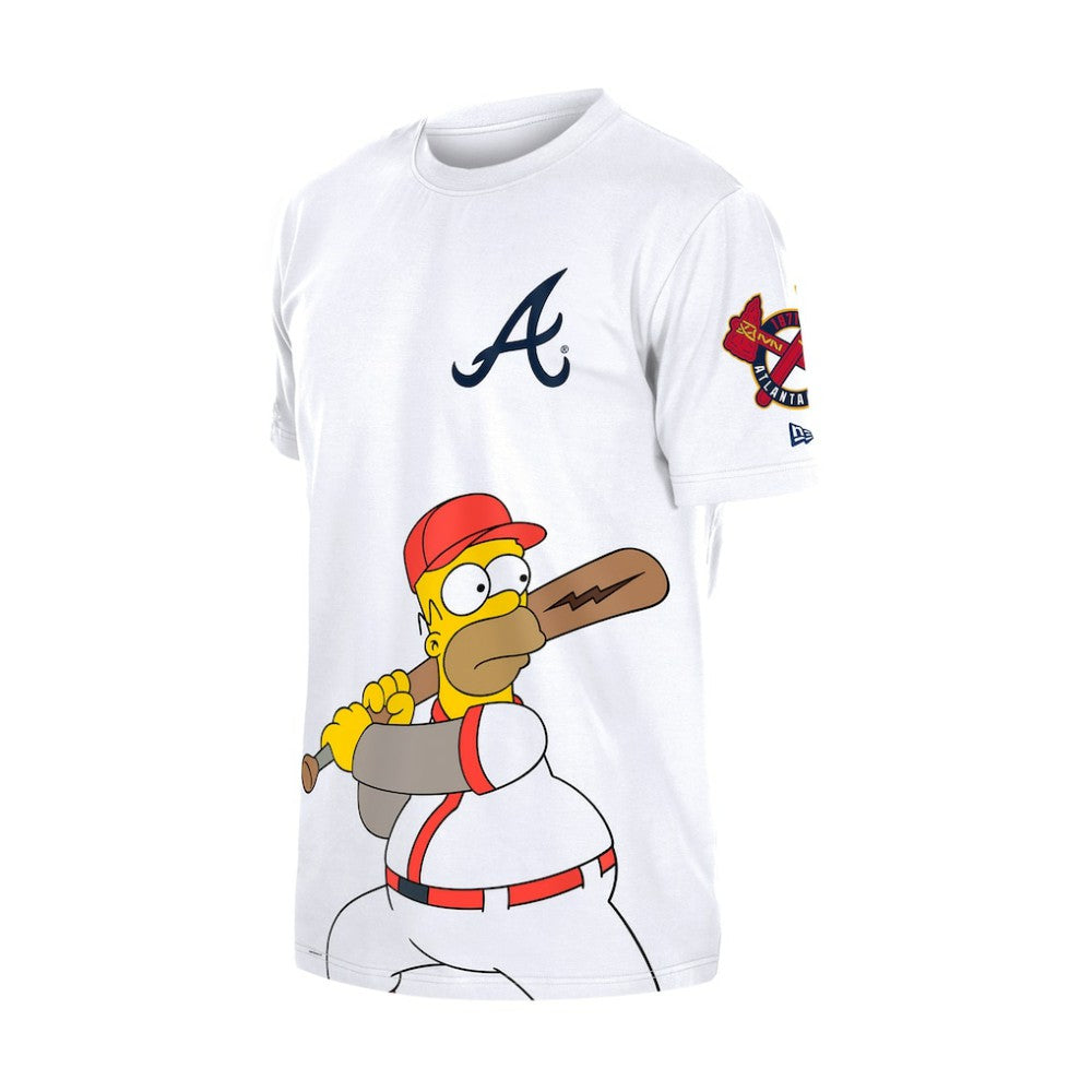 White Atlanta Braves New Era MLB x Simpsons Homer Wonderbat T-Shirt