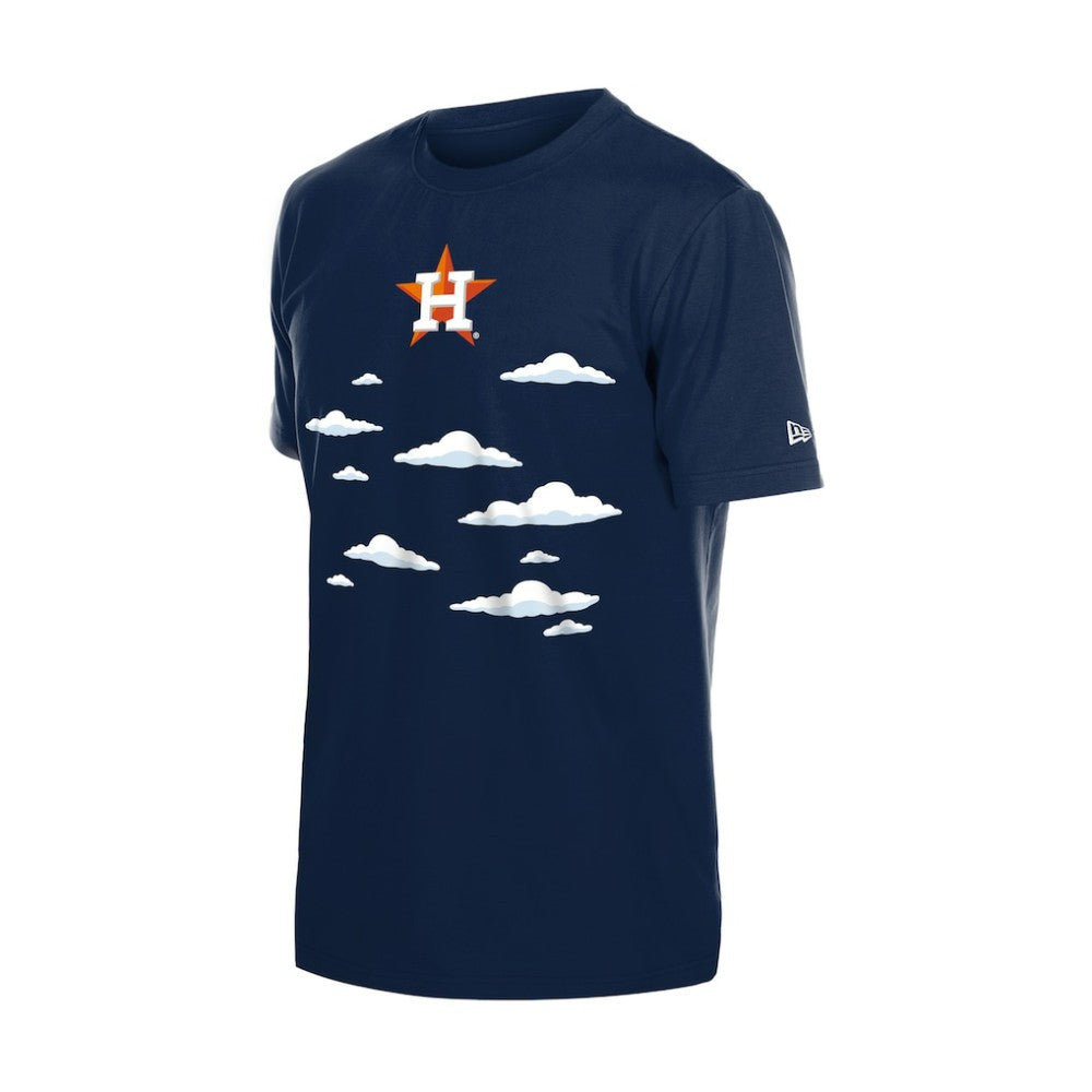 Navy Houston Astros New Era MLB x Simpsons 2026 Collab Clouds T-Shirt