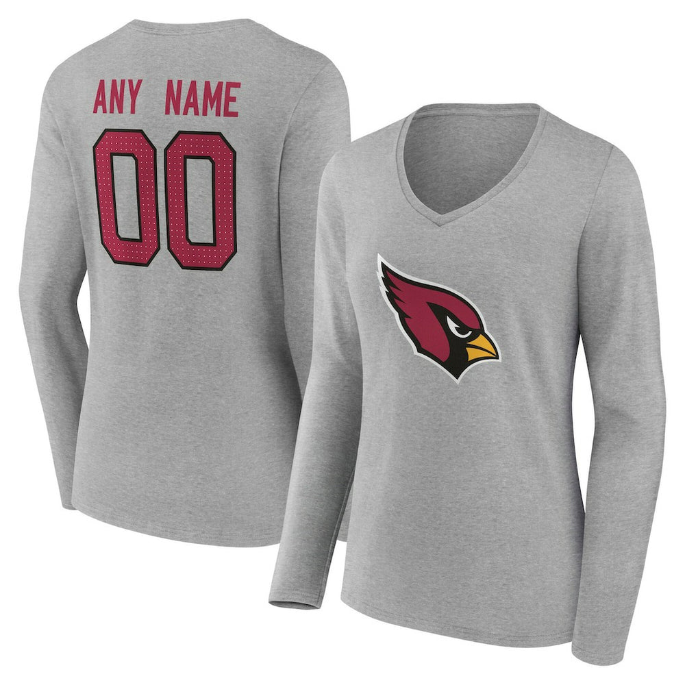 Women's Team Authentic Personalized Name & Number Long Sleeve V-Neck T-Shirt - Arizona Cardinals T-shirts
