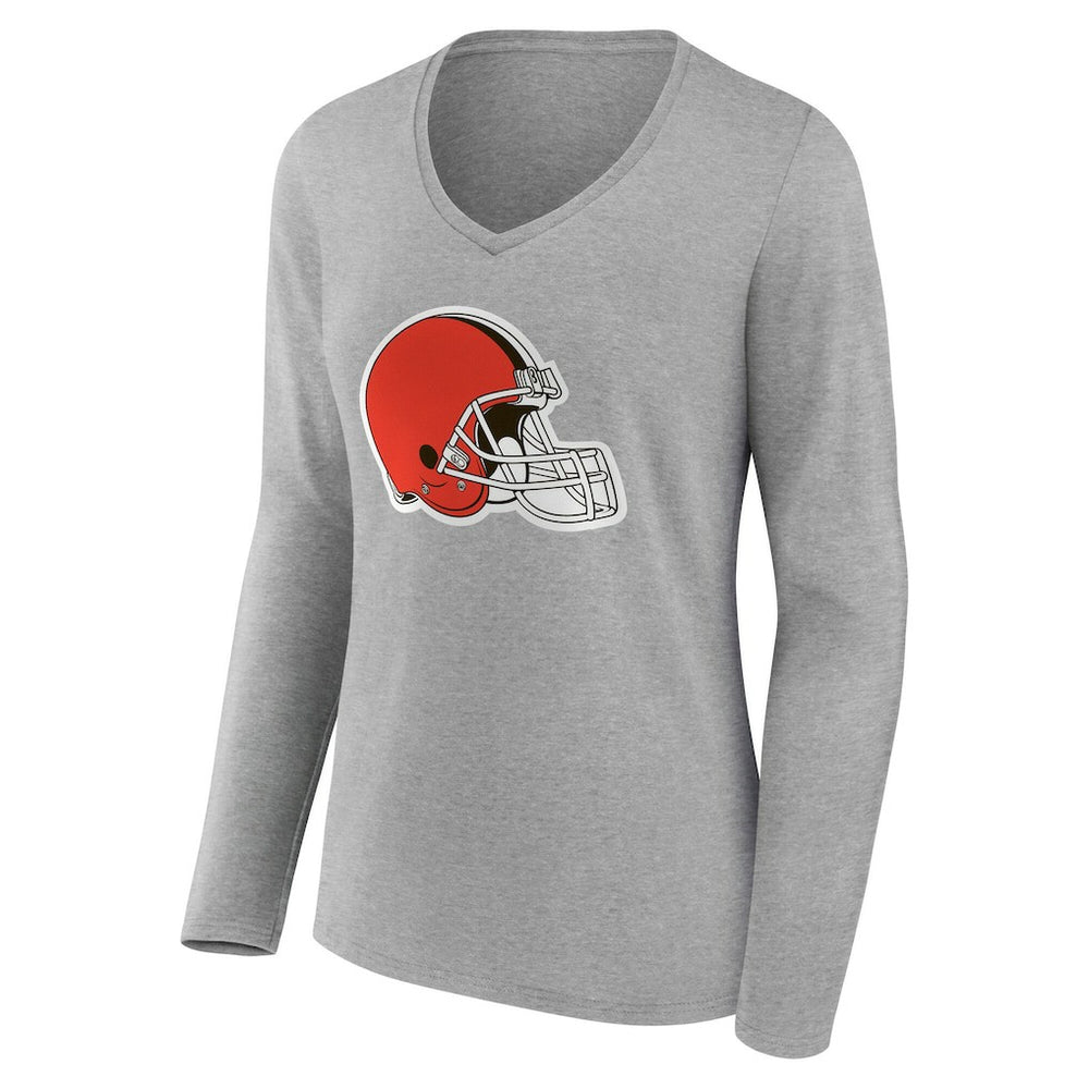 Women's Team Authentic Personalized Name & Number Long Sleeve V-Neck T-Shirt - Cleveland Browns T-shirts