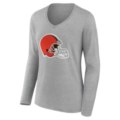 Women's Team Authentic Personalized Name & Number Long Sleeve V-Neck T-Shirt - Cleveland Browns T-shirts