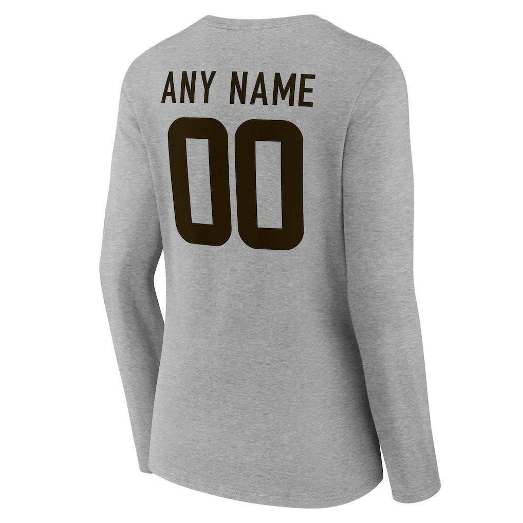 Women's Team Authentic Personalized Name & Number Long Sleeve V-Neck T-Shirt - Cleveland Browns T-shirts