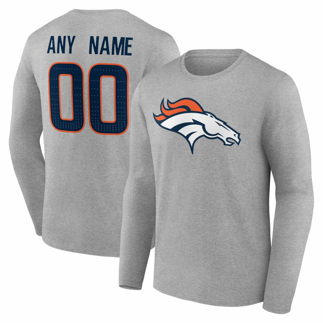 Team Authentic Personalized Name & Number Long Sleeve T-Shirt - Denver Broncos T-shirts