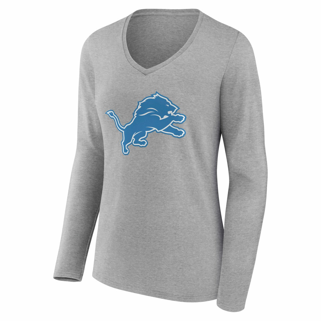 Women's Team Authentic Personalized Name & Number Long Sleeve V-Neck T-Shirt - Detroit Lions T-shirts