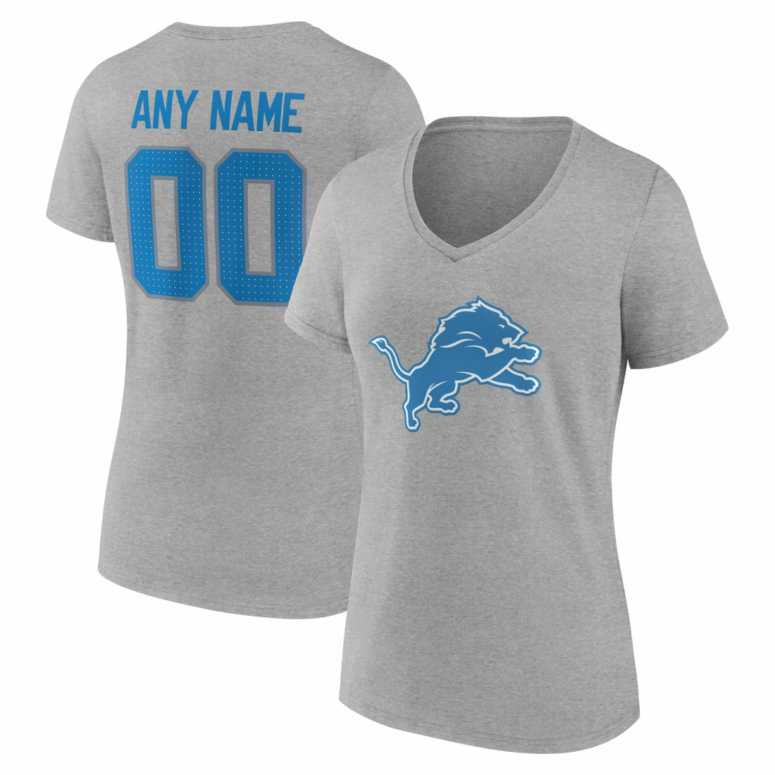 Women's Team Authentic Personalized Name & Number V-Neck T-Shirt - Detroit Lions T-shirts