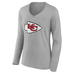Women's Team Authentic Personalized Name & Number Long Sleeve V-Neck T-Shirt - Kansas City Chiefs T-shirts
