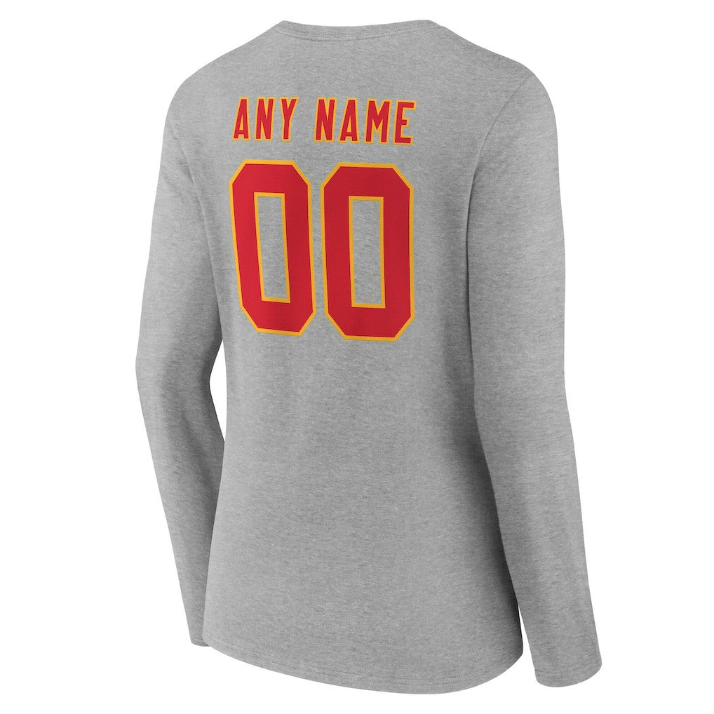 Women's Team Authentic Personalized Name & Number Long Sleeve V-Neck T-Shirt - Kansas City Chiefs T-shirts