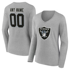 Women's Team Authentic Personalized Name & Number Long Sleeve V-Neck T-Shirt - Las Vegas Raiders T-shirts