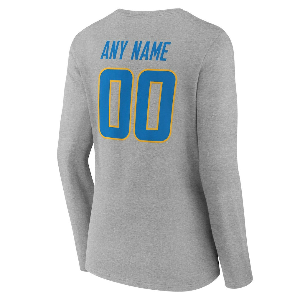 Women's Team Authentic Personalized Name & Number Long Sleeve V-Neck T-Shirt - Los Angeles Chargers T-shirts