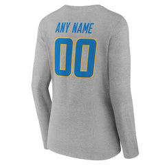 Women's Team Authentic Personalized Name & Number Long Sleeve V-Neck T-Shirt - Los Angeles Chargers T-shirts
