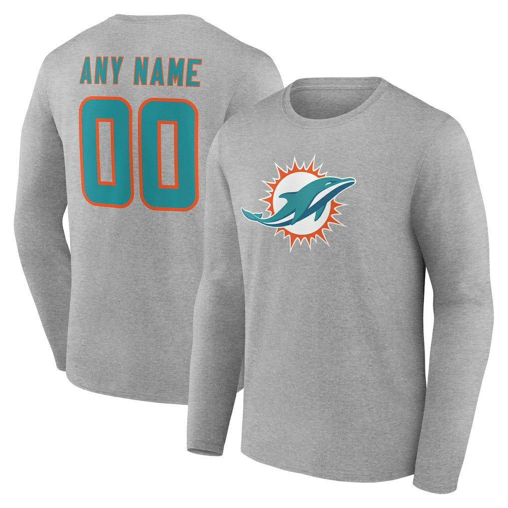 Team Authentic Personalized Name & Number Long Sleeve T-Shirt - Miami Dolphins T-shirts