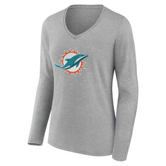 Women's Team Authentic Personalized Name & Number Long Sleeve V-Neck T-Shirt - Miami Dolphins T-shirts