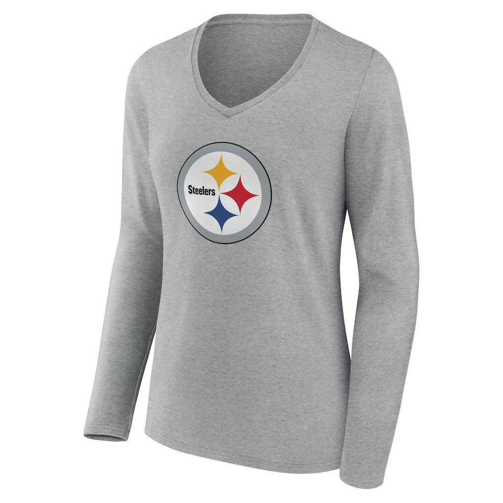 Women's Team Authentic Personalized Name & Number Long Sleeve V-Neck T-Shirt - Pittsburgh Steelers T-shirts