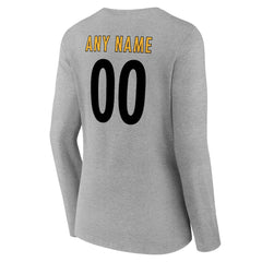 Women's Team Authentic Personalized Name & Number Long Sleeve V-Neck T-Shirt - Pittsburgh Steelers T-shirts