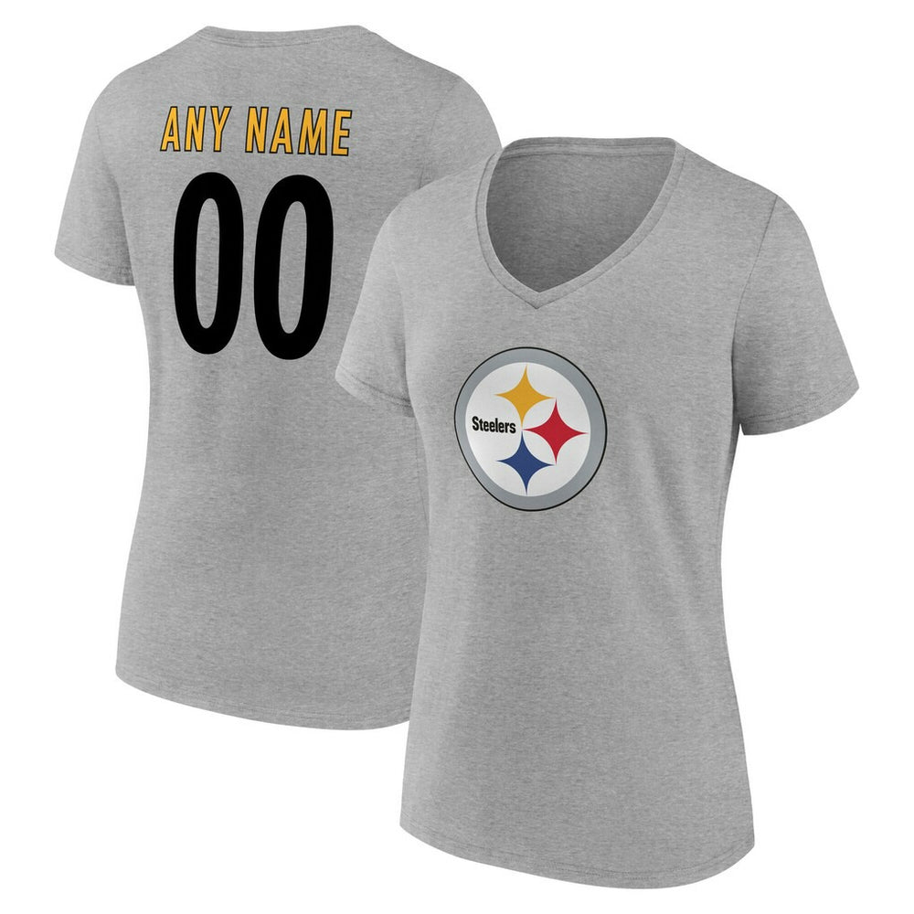Women's Team Authentic Personalized Name & Number V-Neck T-Shirt - Pittsburgh Steelers T-shirts