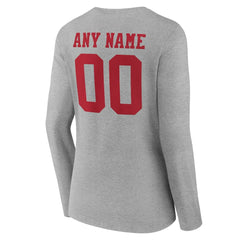 Women's Team Authentic Personalized Name & Number Long Sleeve V-Neck T-Shirt - San Francisco 49ers T-shirts