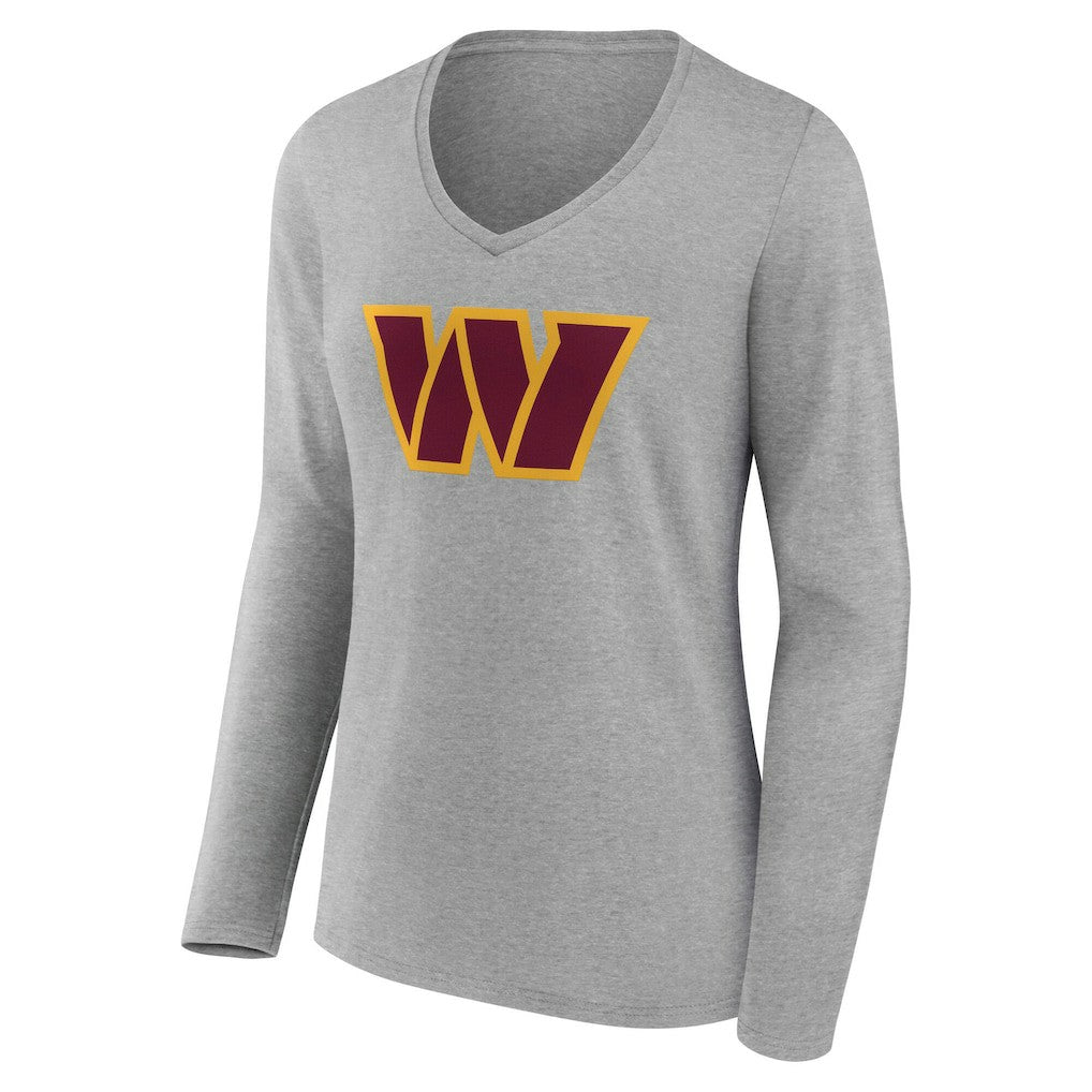 Women's Team Authentic Personalized Name & Number Long Sleeve V-Neck T-Shirt - Washington Commanders T-shirts