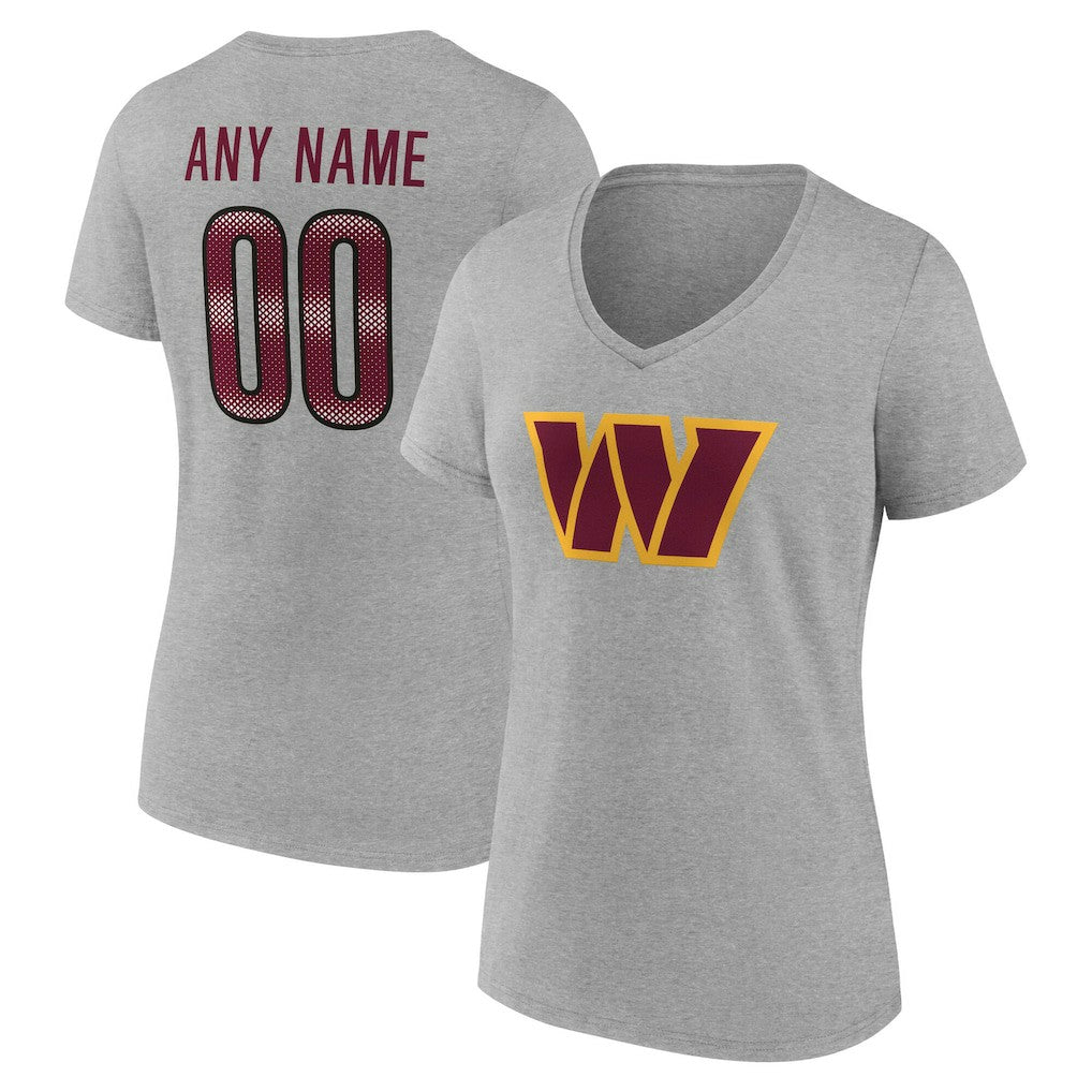 Women's Team Authentic Personalized Name & Number V-Neck T-Shirt - Washington Commanders T-shirts