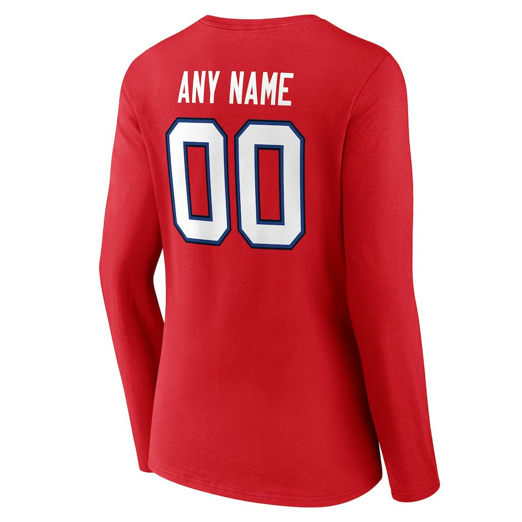 Women's Team Authentic Personalized Name & Number Long Sleeve V-Neck T-Shirt - Buffalo Bills T-shirts