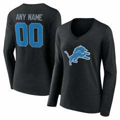 Women's Team Authentic Personalized Name & Number Long Sleeve V-Neck T-Shirt - Detroit Lions T-shirts