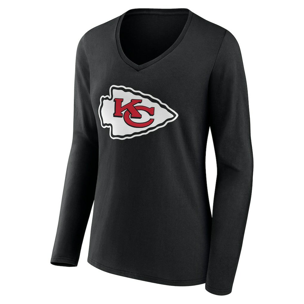 Women's Team Authentic Personalized Name & Number Long Sleeve V-Neck T-Shirt - Kansas City Chiefs T-shirts