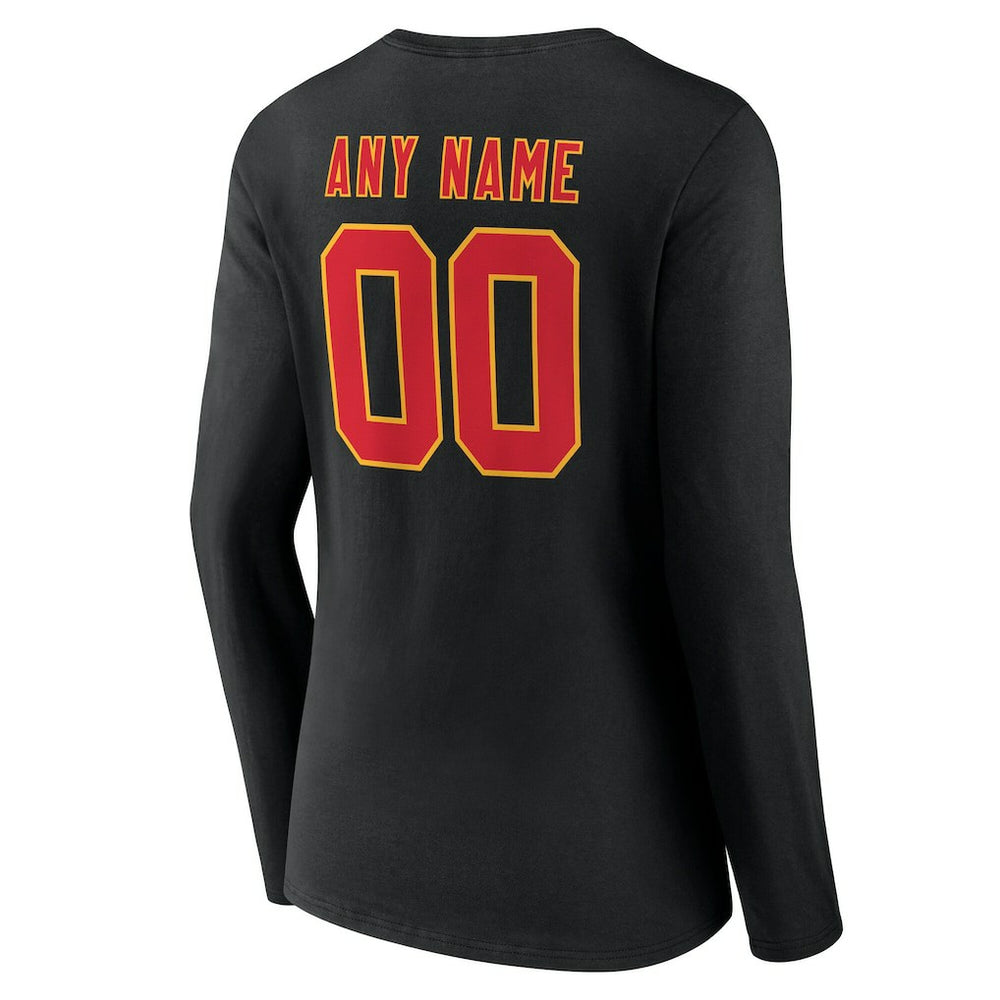 Women's Team Authentic Personalized Name & Number Long Sleeve V-Neck T-Shirt - Kansas City Chiefs T-shirts