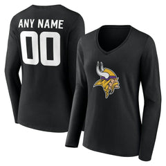 Women's Team Authentic Personalized Name & Number Long Sleeve V-Neck T-Shirt - Minnesota Vikings T-shirts