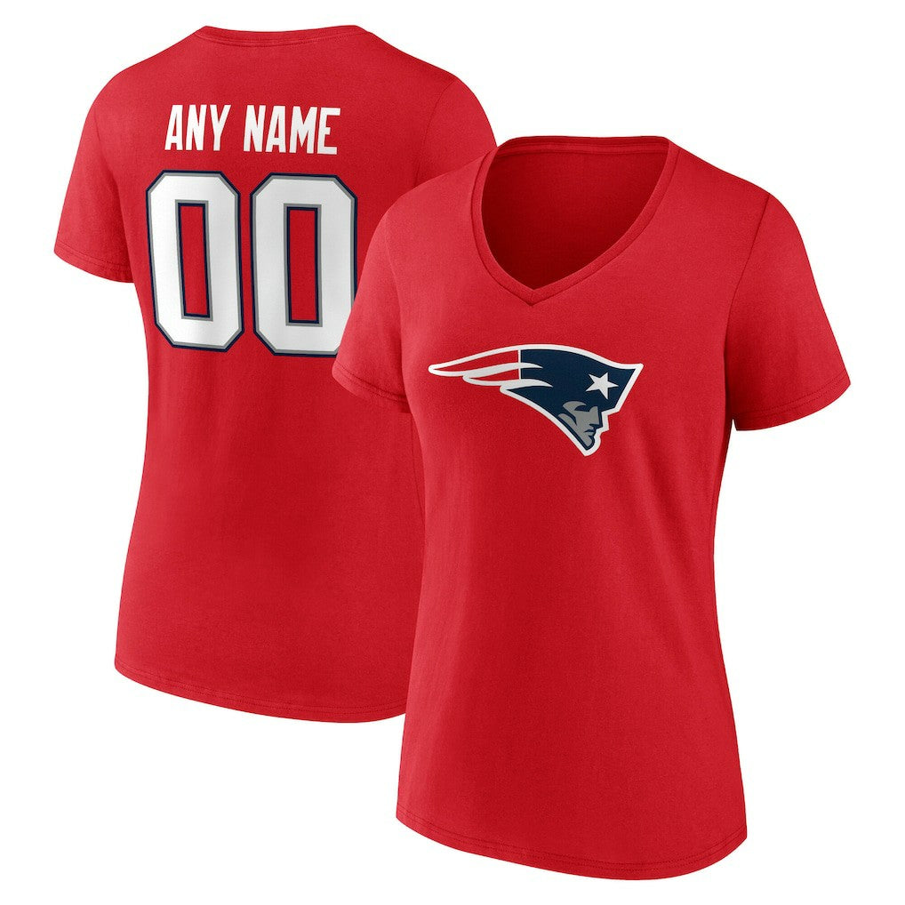 Women's Team Authentic Personalized Name & Number V-Neck T-Shirt - New England Patriots T-shirts