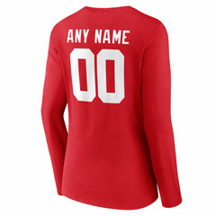 Women's Team Authentic Personalized Name & Number Long Sleeve V-Neck T-Shirt - New York Giants T-shirts