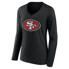 Women's Team Authentic Personalized Name & Number Long Sleeve V-Neck T-Shirt - San Francisco 49ers T-shirts