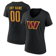 Women's Team Authentic Personalized Name & Number V-Neck T-Shirt - Washington Commanders T-shirts