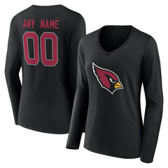 Women's Team Authentic Personalized Name & Number Long Sleeve V-Neck T-Shirt - Arizona Cardinals T-shirts