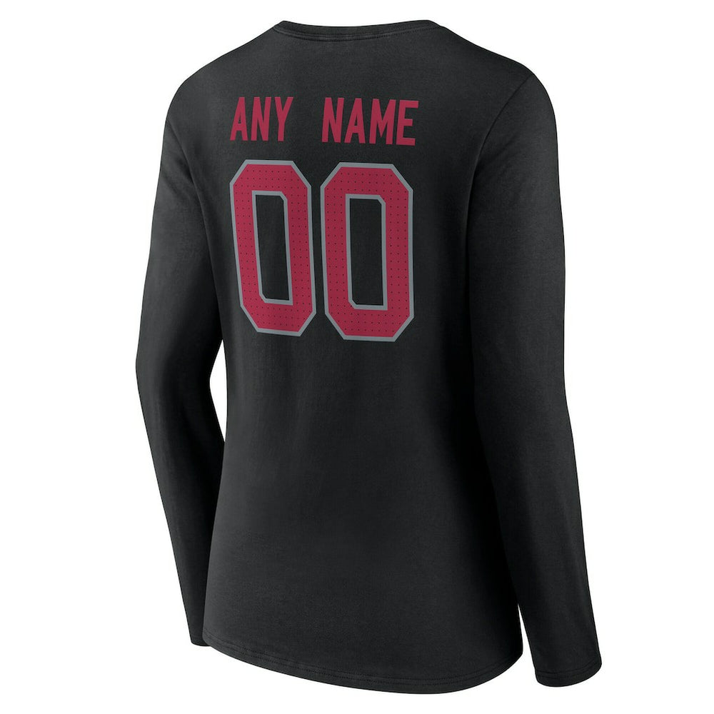 Women's Team Authentic Personalized Name & Number Long Sleeve V-Neck T-Shirt - Arizona Cardinals T-shirts