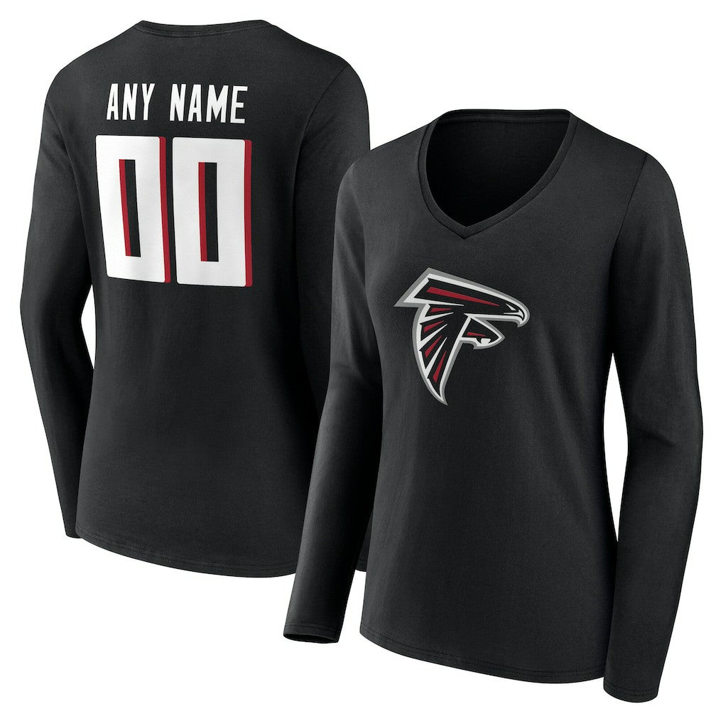 Women's Team Authentic Personalized Name & Number Long Sleeve V-Neck T-Shirt - Atlanta Falcons T-shirts