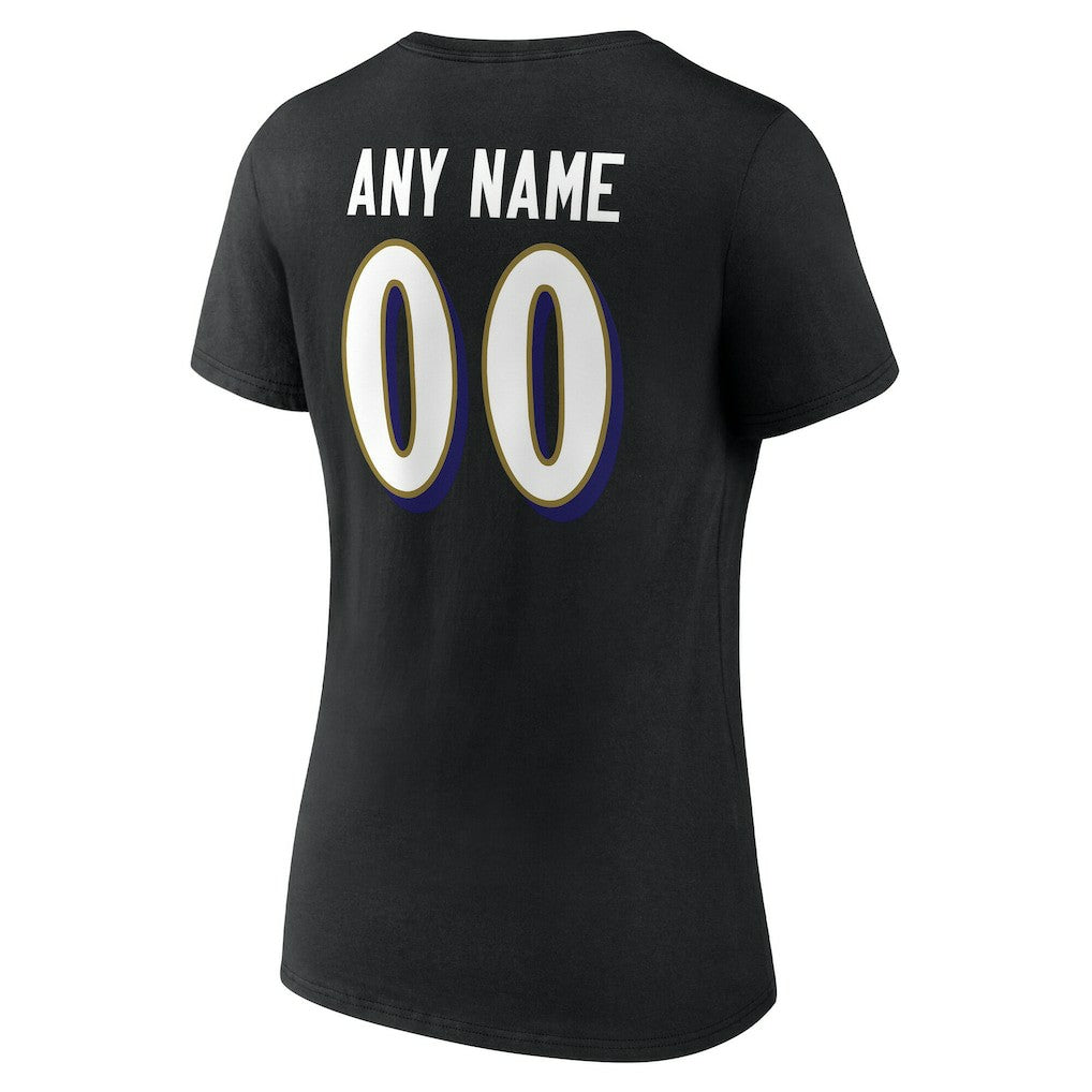 Women's Team Authentic Personalized Name & Number V-Neck T-Shirt - Baltimore Ravens T-shirts