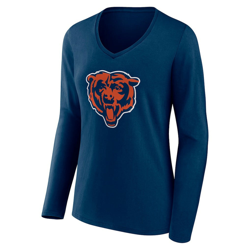 Women's Team Authentic Personalized Name & Number Long Sleeve V-Neck T-Shirt - Chicago Bears T-shirts