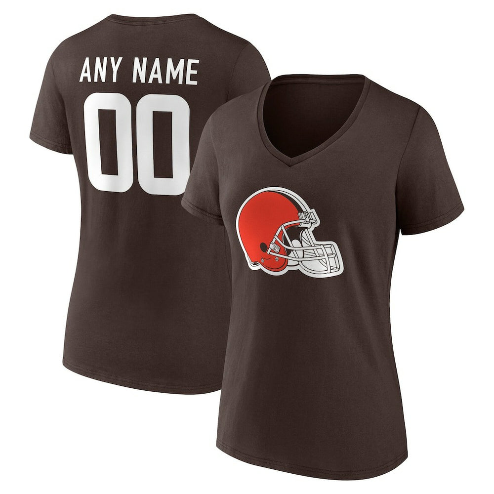 Women's Team Authentic Personalized Name & Number V-Neck T-Shirt - Cleveland Browns T-shirts