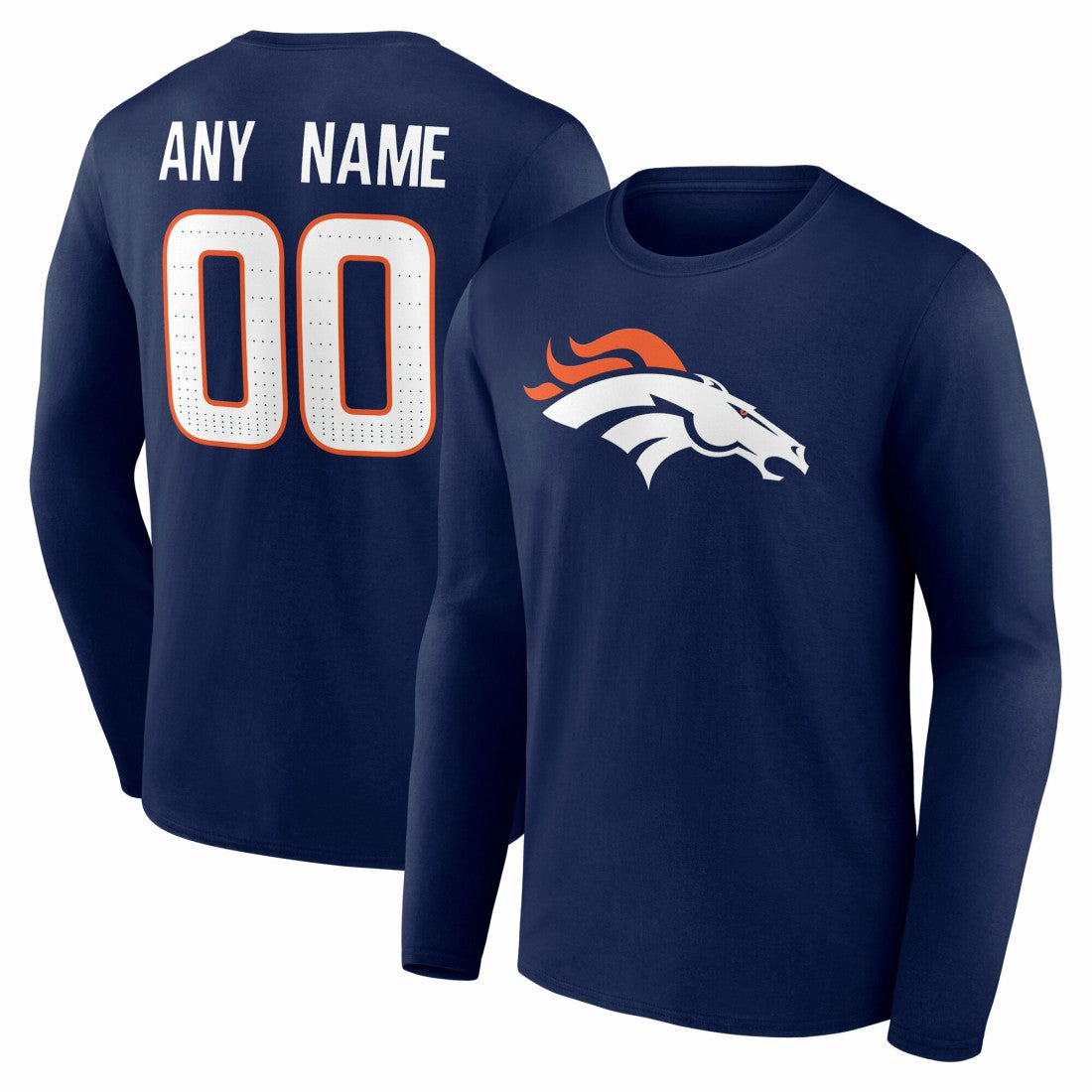 Team Authentic Personalized Name & Number Long Sleeve T-Shirt - Denver Broncos T-shirts