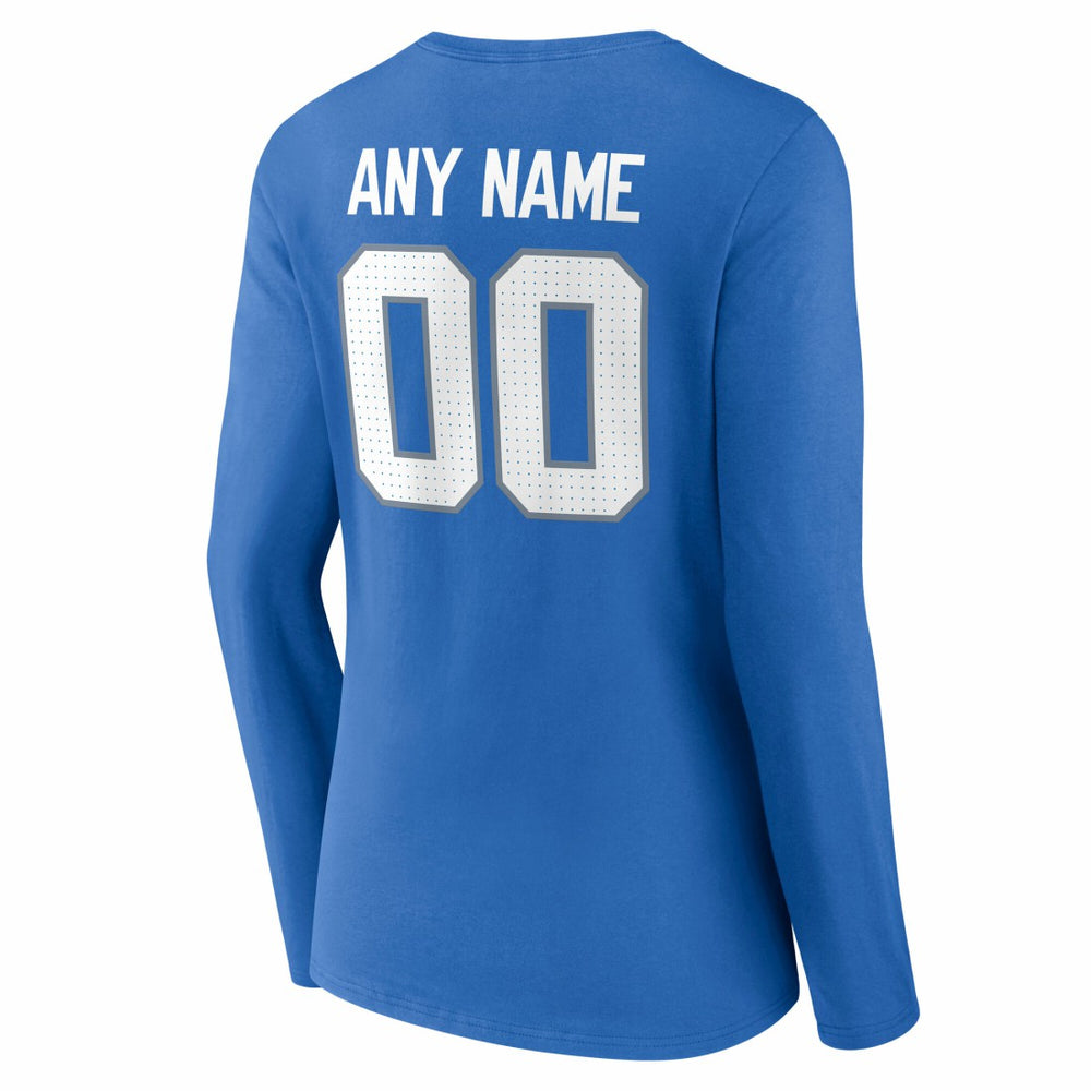 Women's Team Authentic Personalized Name & Number Long Sleeve V-Neck T-Shirt - Detroit Lions T-shirts
