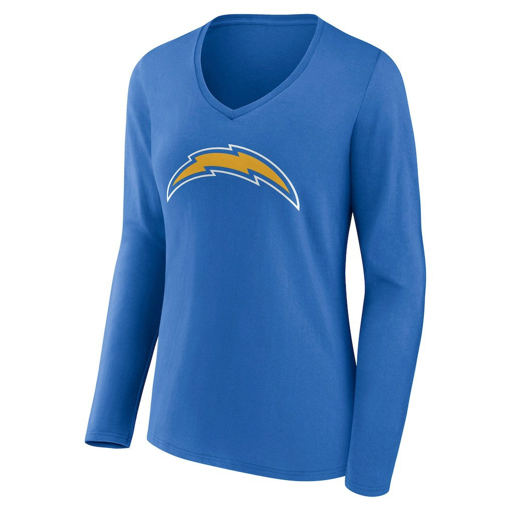 Women's Team Authentic Personalized Name & Number Long Sleeve V-Neck T-Shirt - Los Angeles Chargers T-shirts