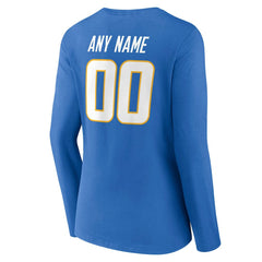 Women's Team Authentic Personalized Name & Number Long Sleeve V-Neck T-Shirt - Los Angeles Chargers T-shirts
