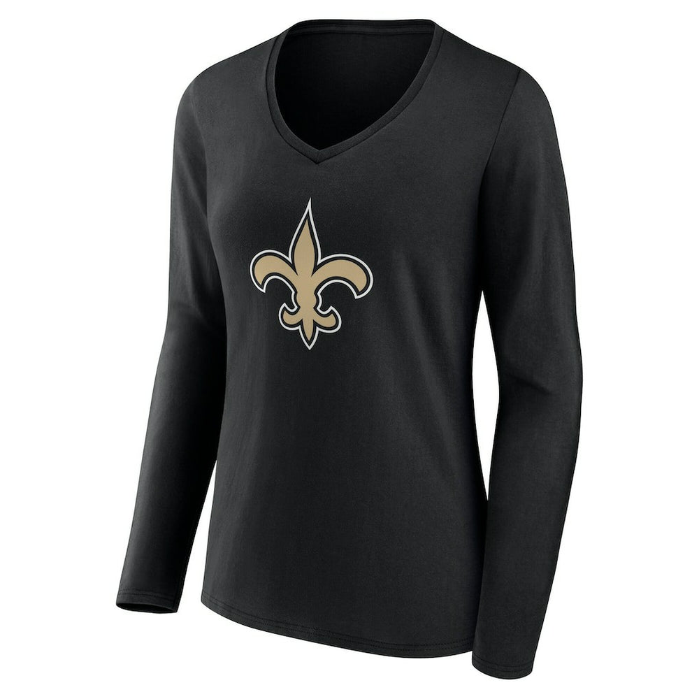 Women's Team Authentic Personalized Name & Number Long Sleeve V-Neck T-Shirt - New Orleans Saints T-shirts